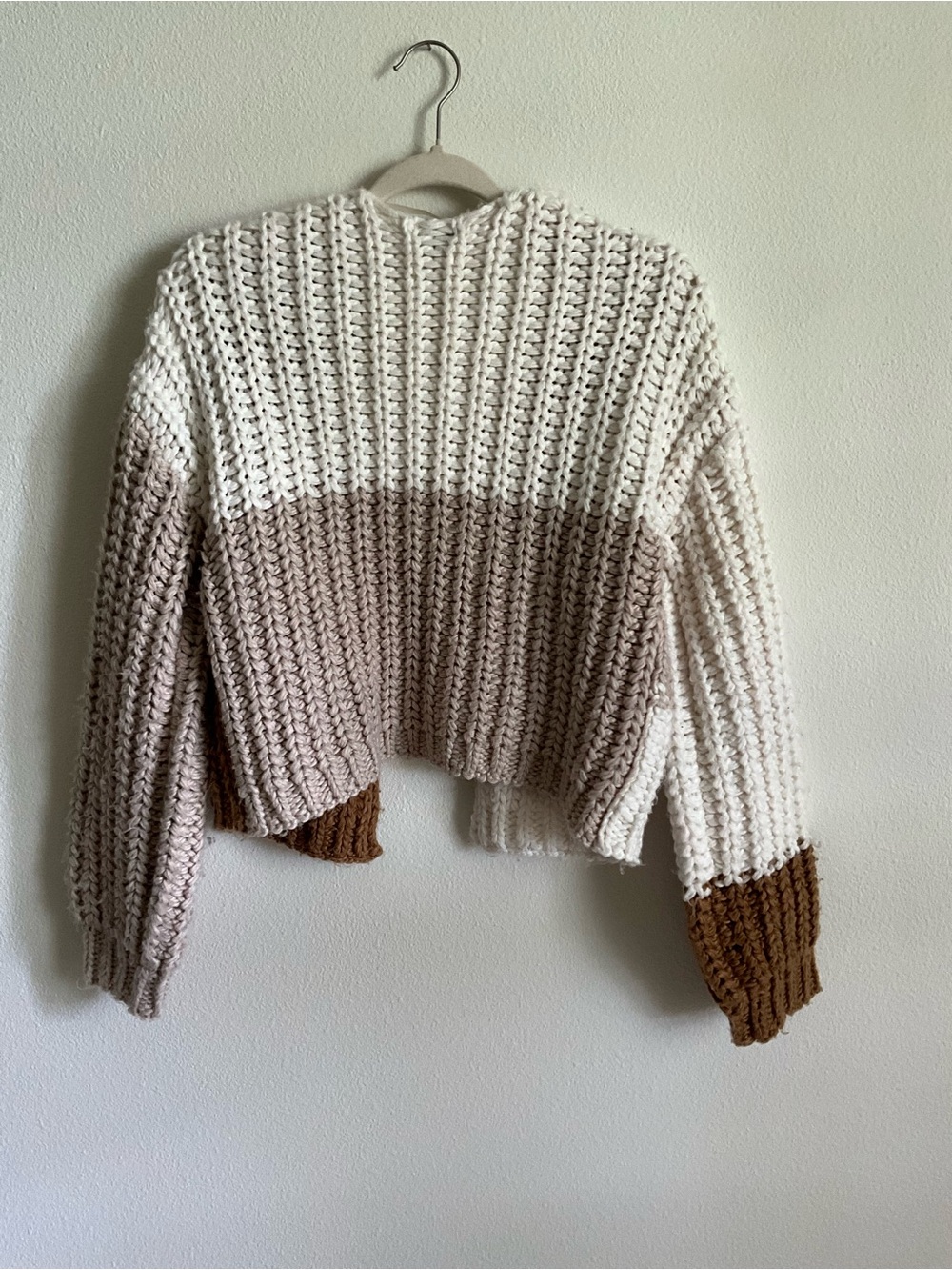 wild fable Colorblock Chunky Cardigan - Cream, Beige & Brown Small - Picture 3 of 4